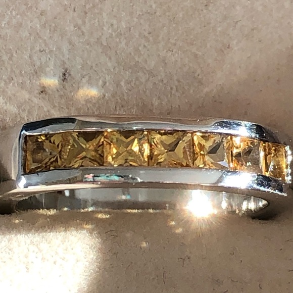 Sterling Silver Channel Set Citrine Band Ring - Picture 3 of 7